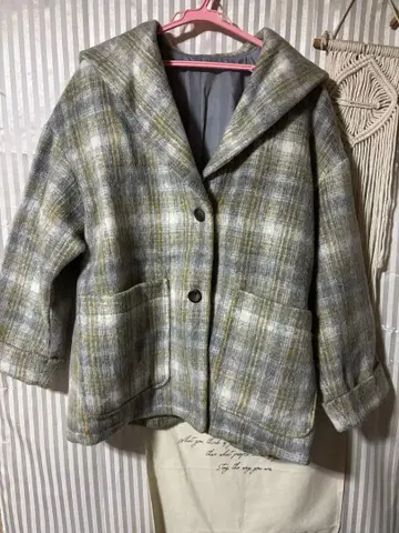 핏모어 세일러 카라 체크 무늬 코트