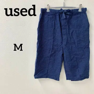 네이비 계열 스트라이프 리본 포함 7부 팬츠 M