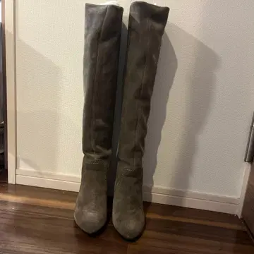 그레이 스웨이드 롱 부츠 36