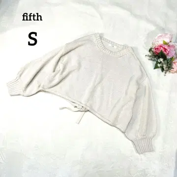 피프스 긴팔 니트 S 아이보리 크루넥 루즈핏 뒷리본 076