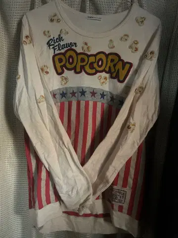 rough 팝콘 디자인 긴팔 티셔츠