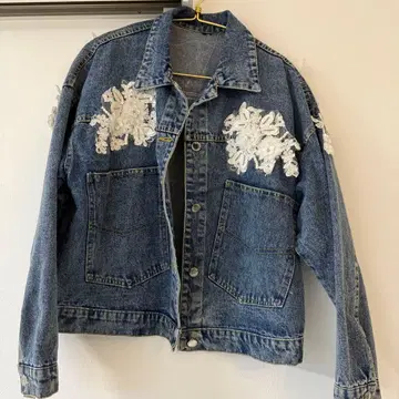 자수 데님 자켓