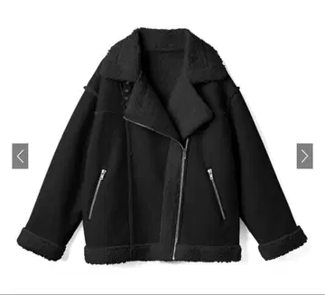 GRL 그레일 에코 무스탕 라이더 자켓 블랙