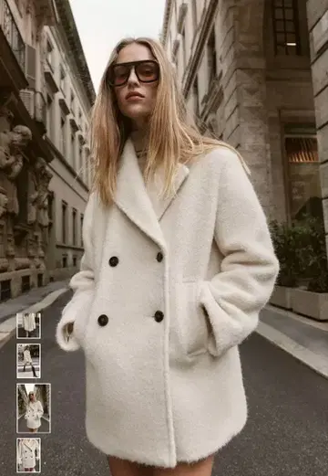 부클레 더블 브레스트 미디 코트