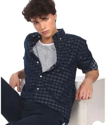 [새상품급] TOMMY HILFIGER 로고 자수 깅엄 체크 셔츠 XL