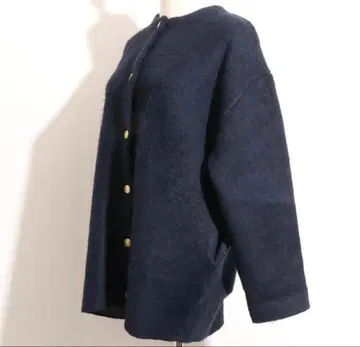 인기 고급 네이비 노카라 자켓 골드 버튼 코트 가디건