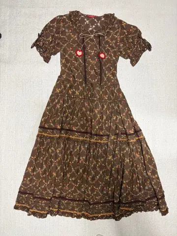 핑크하우스 브라운 꽃무늬 원피스