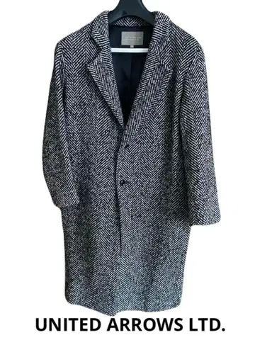 유나이티드 애로우즈 헤링본 무늬 체스터 코트 36 블랙 울
