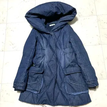 아비렉스 AVIREX 다운 코트 M 퀼팅 데님 인디고