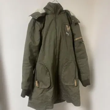 올리브 그린 후드 부착 모즈 코트 n2b y2k PUMA