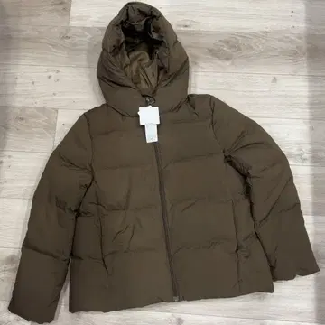 택 포함 새상품 숏 기장 다운 브라운 L 사이즈