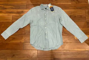 [ 미사용 새상품 ] 택 포함 타미힐피거 자수 라이트 블루 데님 셔츠