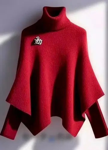 빨간색 스웨터와 화이트 스커트의 셋업