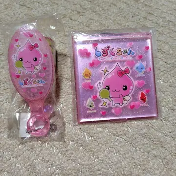 [ 헤이세이 레트로 ] 물방울 헤어 브러쉬와 컴팩트 거울 세트