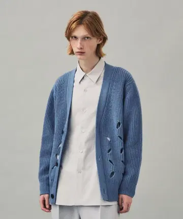 CITY 블루 가디건 V넥