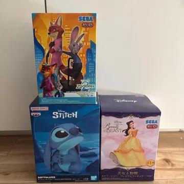 디즈니 피규어 주토피아 스티치 미녀와 야수 3개 세트