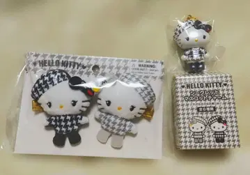 흑백 걸리시 쌍둥이 코디 헤어 클립 키티 미미 시크릿 세트