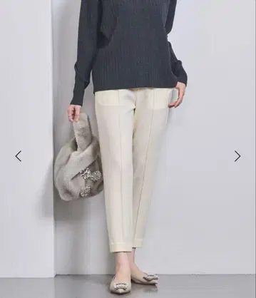 X S 저지 핀턱 슬림 팬츠