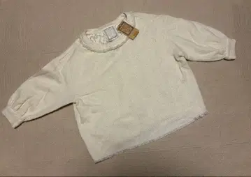 비어즐리 아이보리 레이스 사용 트위드 구부 소매 새상품 미사용 택 포함