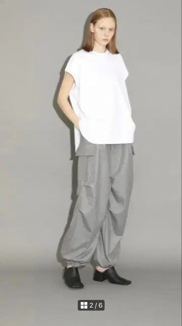 SACRA 그레이 와이드 팬츠 카고 포켓 부착