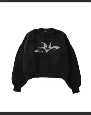 MSG 블랙 L 사이즈 페더 그래픽 숏 니트 [ UNISEX ]