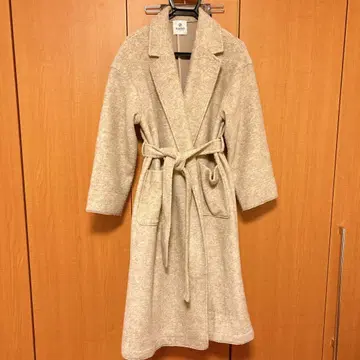 베이지 롱 코트 벨트 포함
