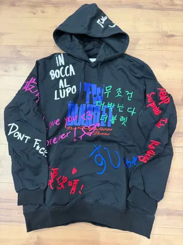 DOUBLET 더블렛 자수 메시지 후드티 후디 올 패턴 M