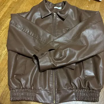 브라운 가죽 자켓 집업