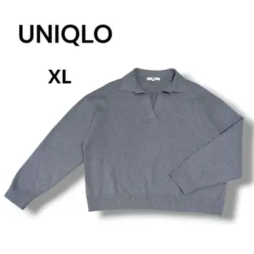 [ 유니클로 ] 스무스 코튼 릴랙스 폴로 스웨터 XL 그레이