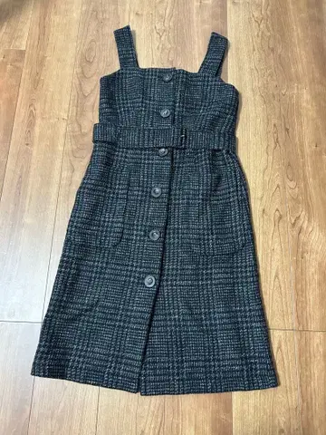 로이스크레용 트위드 체크 원피스