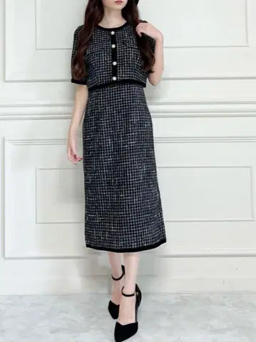 [ MIIA ] 체크 무늬 트위드 원피스