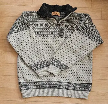 노르딕 무늬 집업 스웨터 그레이