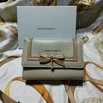 SAMANTHAVEGA 베이지 3단 폴더형 지갑