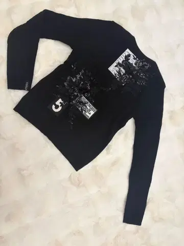 쿨라틱스 블랙 리브 긴팔 가디건 니트 스팽글