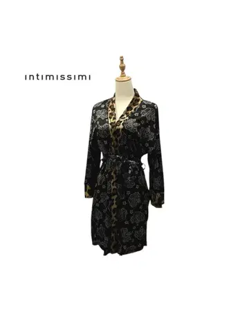 인티미시미 레오파드 올 패턴 벨벳 키모노 슬리브 가운