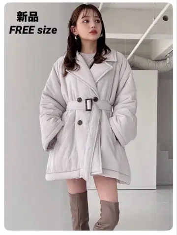 [새상품] 벨트 포함 A라인 테일러드 다운 자켓 FREE size