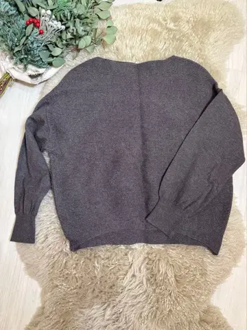 르 쿠르 블랑 브라운 38 리브 니트 스웨터 긴팔 사다리꼴 새상품급