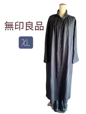 무인양품 XL 롱 셔츠 원피스 블랙