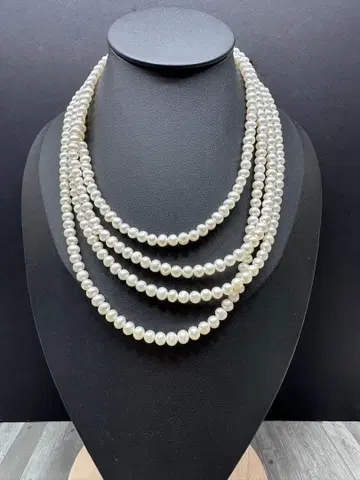 화이트 펄 롱 목걸이