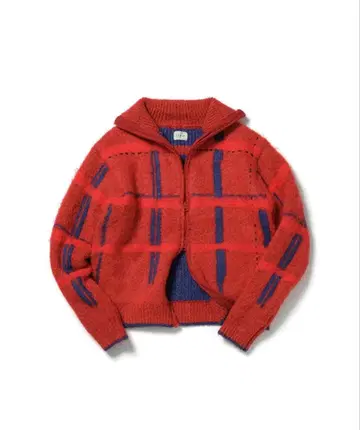 pamm 투명한 공기 체크 지퍼 니트