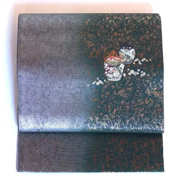 미사용 둔탁한 금박에 대추야자 문양 후쿠로 오비