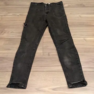 데미지 스키니 청바지 블랙