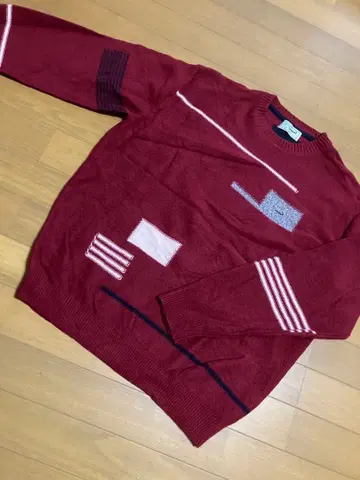 [새상품급] 크로커다일 기하학 패턴 빨간색 남성용 니트 스웨터 LL