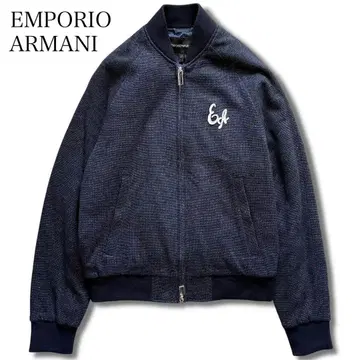 엠포리오 아르마니 봄버 자켓 백 로고 래글런 슬리브 네이피