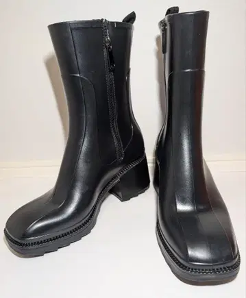 [ 새상품급 ] 레인부츠 블랙 러버 장화 샤크 밑창 37