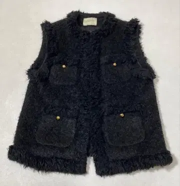 새상품급 UNITED ARROWS 샤기 트위드 베스트 골드 버튼