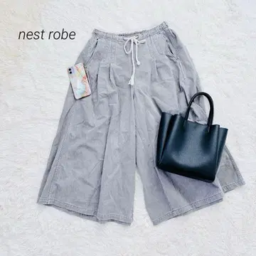 네스트로브 가우초 팬츠 턱 크롭 기장 면 100% 일본제 그레이