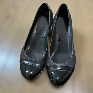 블랙 웨지 힐 플랫슈즈 W7 24cm