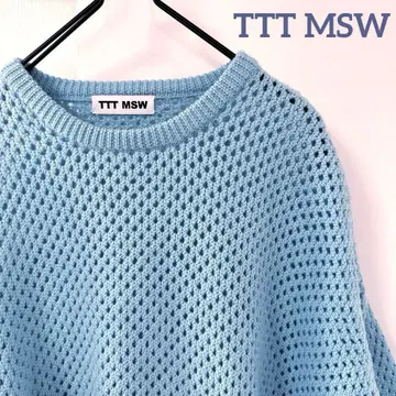 TTT MSW (티 모던 스트릿 웨어) 메쉬 편직 라이트 블루 스웨터