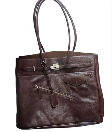 킹스락 오픈 브라운 가죽 토트백